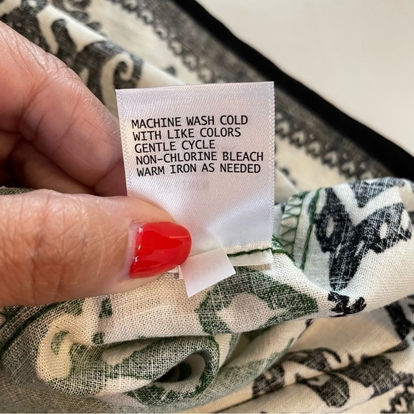 NWT Haute Hippie Top Green Linen Blend Boho Ikat Popover Shirt Blouse Size 3XL - Picture 8 of 8